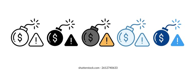 Debt Crisis Icon Set Multiple Style Collection