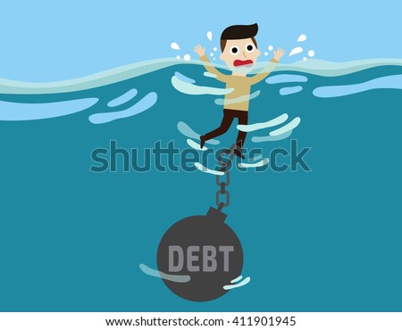 debt. cute cartoon design illustration.