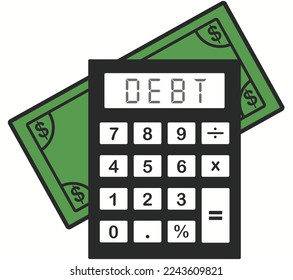Debt: Dollar Bill and Calculator