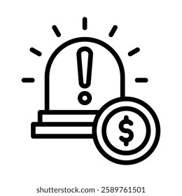 Debt Emergency Line Vector Illustration On White Background.