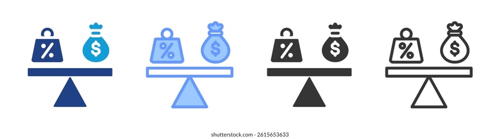 Debt To Equity Ratio icon set multiple style collection