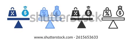 Debt To Equity Ratio icon set multiple style collection