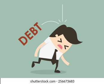 Debt falling on businessman head