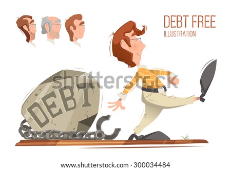 Debt free freedom color vector illustration concept.