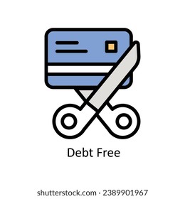 Ilustración de diseño de icono de contorno de vector libre de deuda. Símbolo de negocio y administración sobre archivo EPS 10 en fondo blanco