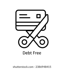 Ilustración de diseño de iconos de esquema vectorial libre de deuda. Símbolo de negocio y administración sobre archivo EPS 10 en fondo blanco