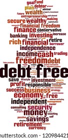 Debt free word cloud concept. Vector illustration