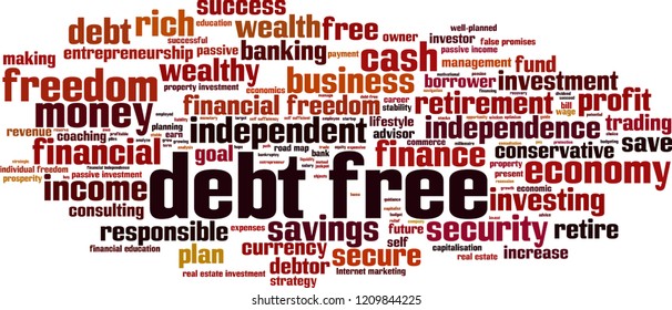 Debt free word cloud concept. Vector illustration