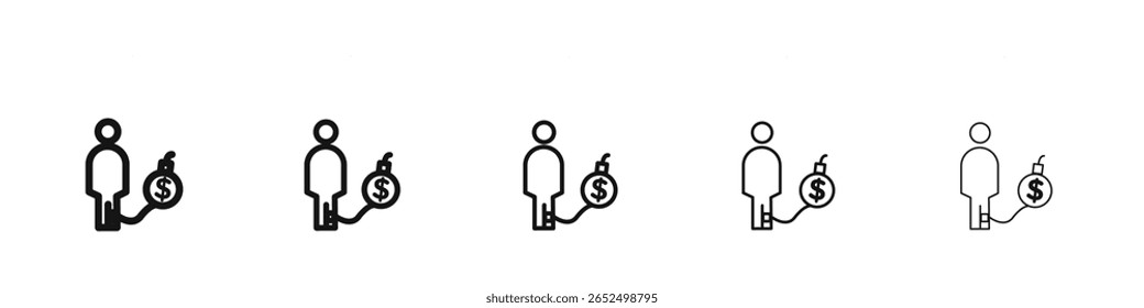 Icono de tenedores de deuda signo de Vector en blanco y negro