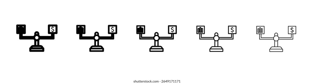 Conjunto de marcas de logotipo de contorno delgado de icono de tenedores de deuda