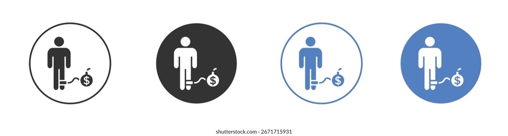 Colección de icono de deuda para App en colores negro y azul