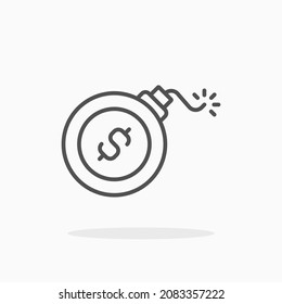 Schuldensymbol. Bearbeitbarer Stroke und Pixel perfekt. Rahmenstil. Vektorgrafik. Genießen Sie dieses Symbol für Ihr Projekt.