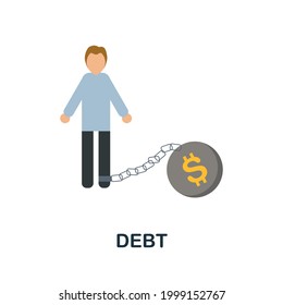 Debt icon. Flat sign element from credit collection. Creative Debt icon for web design, templates, infographics and more