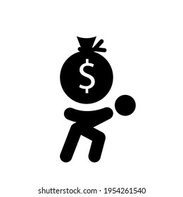 Debt icon in flat style on white background. Stock vector