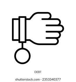 debt icon. Line Art Style Design Isolated On White Background