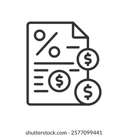 Debt, icon in line design. Debt, finance, liability, payment, loan, obligation, credit on white background vector. Debt editable stroke icon