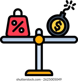Debt Icon Lineal Color Vector Illustration