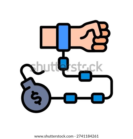 Debt Icon Lineal Color Vector Illustration