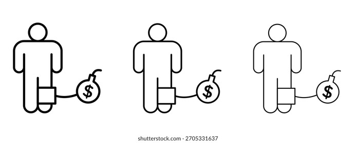 Debt icon linear style sign for mobile concept and web design.
