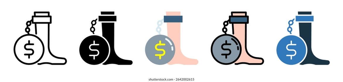 Debt Icon Multiple Style Vector Illustration