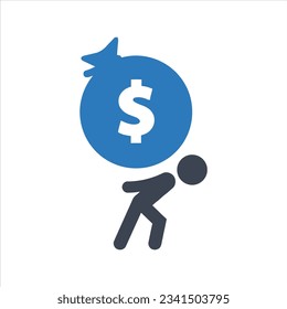 Debt icon on white background