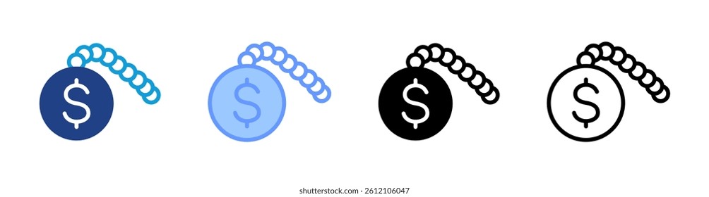 Debt icon set multiple style collection
