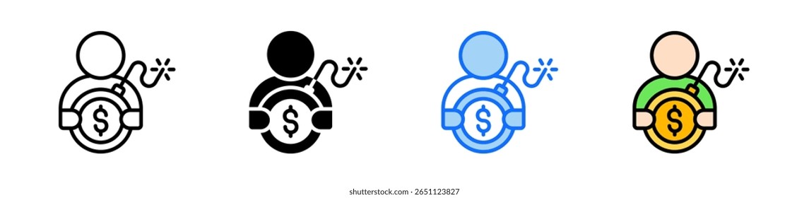 Debt Icon Set Multiple Style Collection