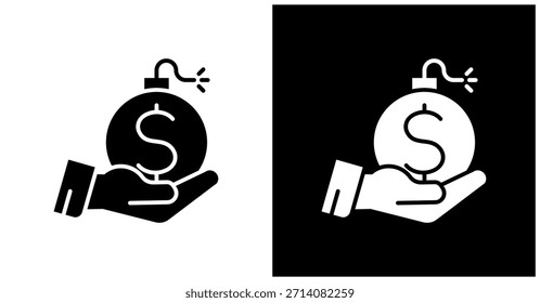 Icono De Deuda En Fondo Blanco Y Negro