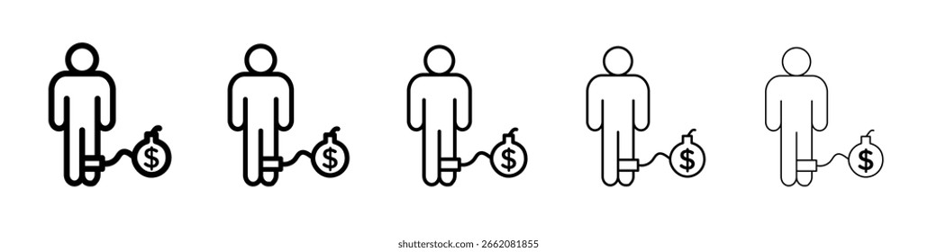 Concepto de símbolo de ícono de deuda para Diseño web. ícono de Vector de línea simple. ilustración de logotipo.