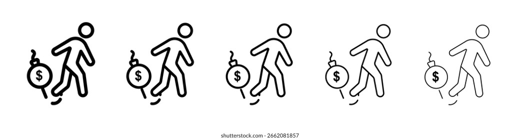 Concepto de símbolo de ícono de deuda para Diseño web. ícono de Vector de línea simple. ilustración de logotipo.