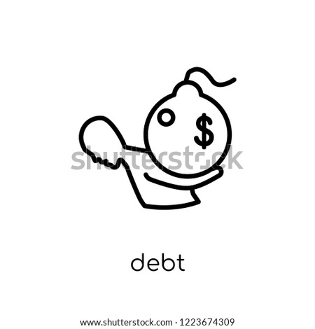 Debt icon. Trendy modern flat linear vector Debt icon on white background from thin line Business and analytics collection, editable outline stroke vector illustration