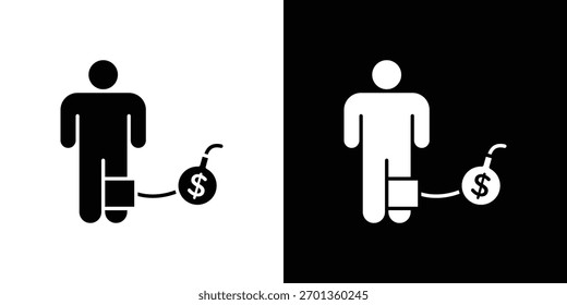 Debt icon. Vector illustration. Flat design.