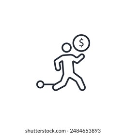Debt icon. vector.Editable stroke.linear style sign for use web design,logo.Symbol illustration.
