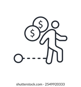 Debt icon. vector.Editable stroke.linear style sign for use web design,logo.Symbol illustration.