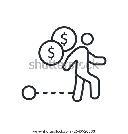 Debt icon. vector.Editable stroke.linear style sign for use web design,logo.Symbol illustration.