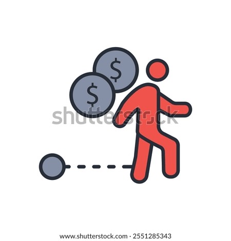Debt icon. vector.Editable stroke.linear style sign for use web design,logo.Symbol illustration.