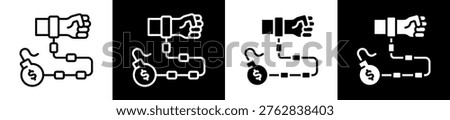 Debt Icon In White And Black Filled Style Collection Set Vector Illustration