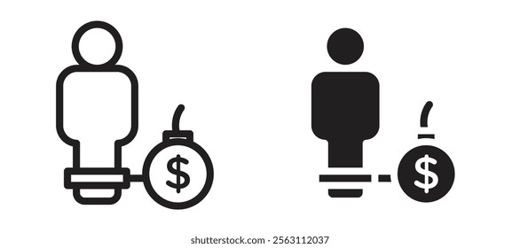 Debt icons in black line and filled versions