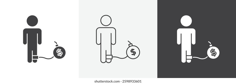 Debt icons in Thin line black color. flat simple vector symbols illustration.