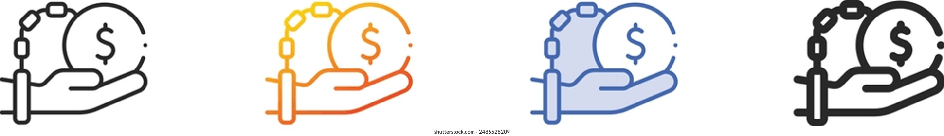 debt icon.Thin Linear, Gradient, Blue Stroke and bold Style Design Isolated On White Background