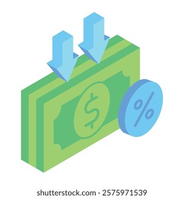 Debt isometric 3D. use for modern concept, print, UI, UX kit, web and app development. Vector EPS 10, related to education, business, finance, investment.
