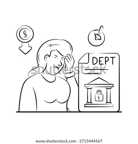 Debt Issues Illustration with Bank Loan and Financial Burden