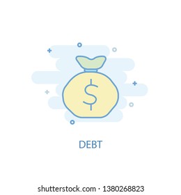 Debt line concept. Simple line icon, colored illustration. Debt symbol flat design. Can be used for UI/UX
