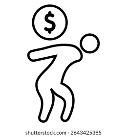 debt line icon design. debt thin black outline symbol vector illustration. editable stroke icon on transparent background.