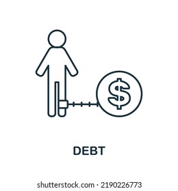 Debt line icon. Monochrome simple Debt outline icon for templates, web design and infographics