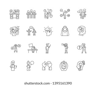 Debt line icons, signs, vector set, outline illustration concept 