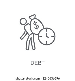Debt linear icon. Modern outline Debt logo concept on white background from Business and analytics collection. Suitable for use on web apps, mobile apps and print media.