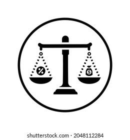 Debt, loan, interest icon. Black vector design.