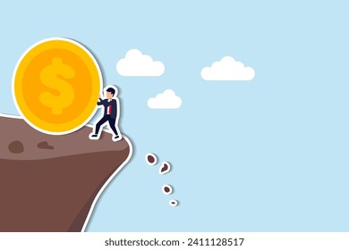 El problema de la deuda, el pago de préstamos o las hipotecas, la quiebra financiera o el riesgo de inversión, la quiebra, el concepto de error de gasto o dinero, frustrado empresario, se esfuerza tanto por sacar enormes monedas del precipicio.