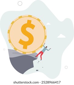 Dívida, pagamento de empréstimo ou problema de hipoteca, falha financeira ou risco de investimento, falência, design plano com as pessoas.